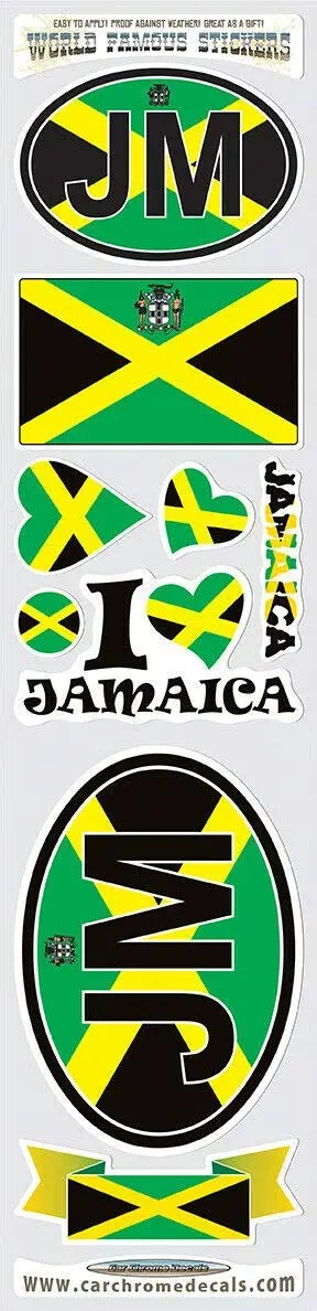 Jamaica 9 Stickers Set Flag Decal Bumper Stiker Car Bike Laptop 1