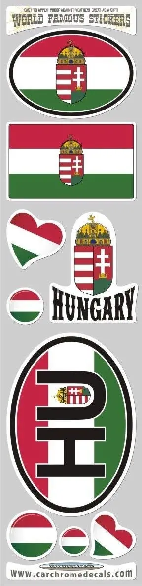 Hungary 9 Stickers Set Flag Decal Bumper Sticker Car Bike Laptop Hu 1