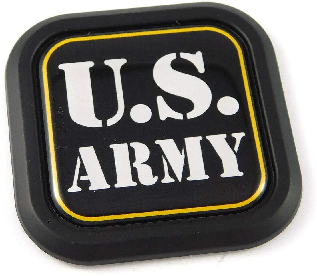 Us Army American Flag Square Black Rim Emblem Car 3D Decal Badge Bumper 2" 1