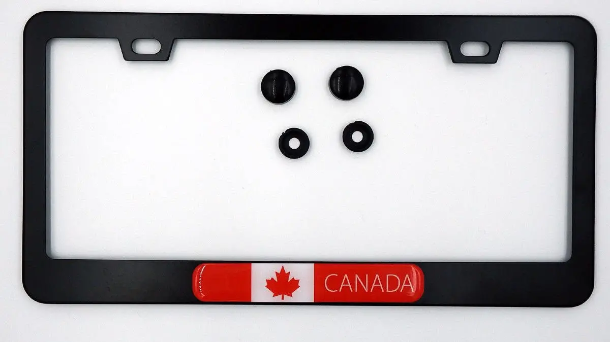Canada Flag Metal Black Aluminium Car License Plate Frame Holder 1