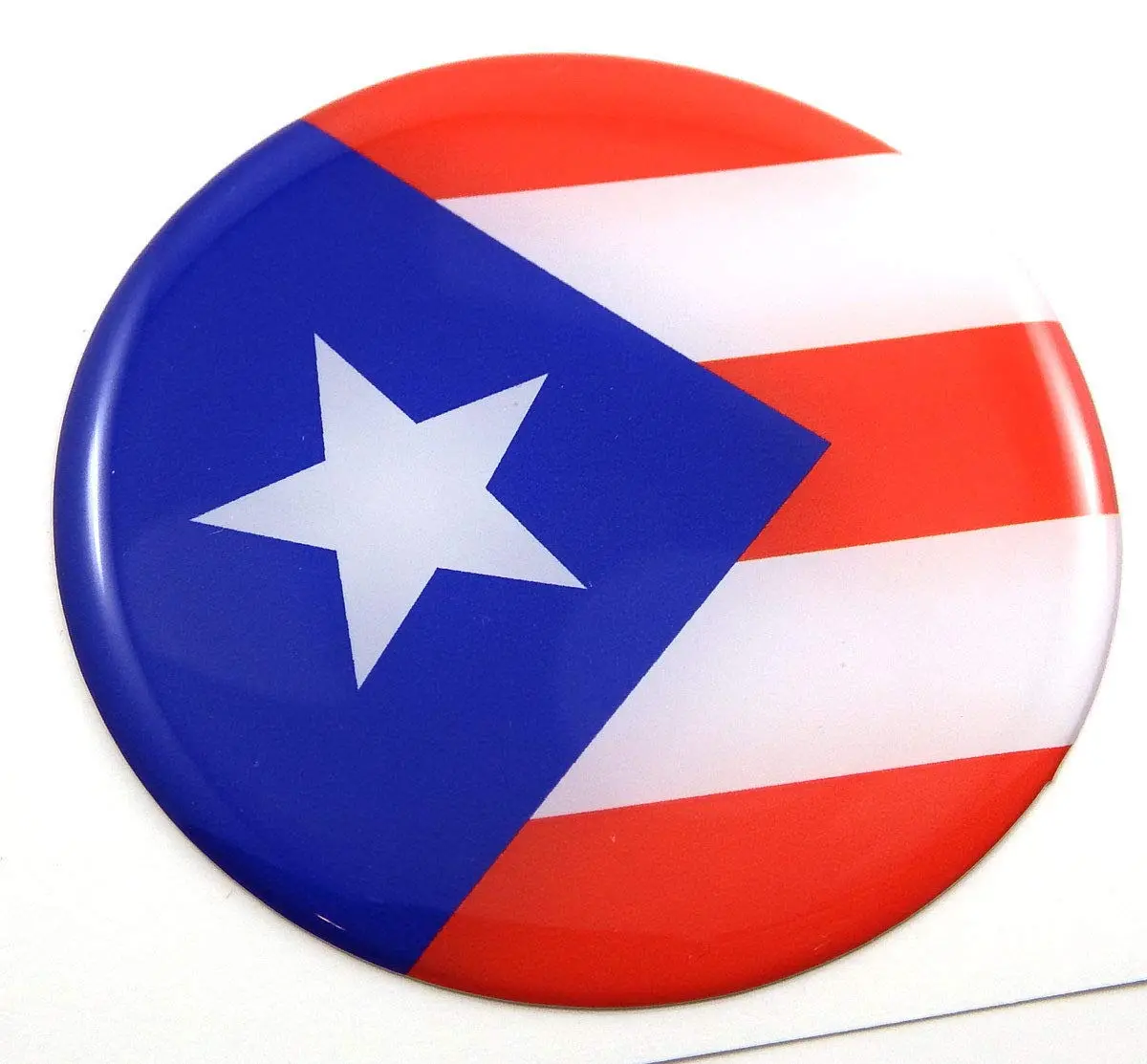 Puerto Rico Flag Round Domed Decal Emblem Car Bike 3D Sticker 2.44" 1