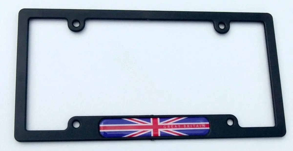 Great Britain Flag Black Plastic Car License Plate Frame British England 1