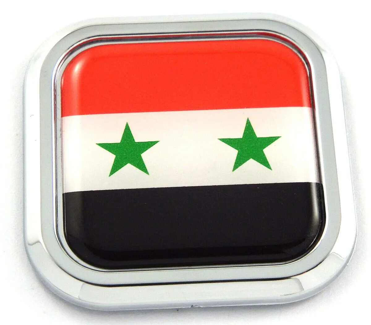 Syria Flag Square Chrome Rim Emblem Car 3D Decal Badge Hood Bumper Sticker 2" 1
