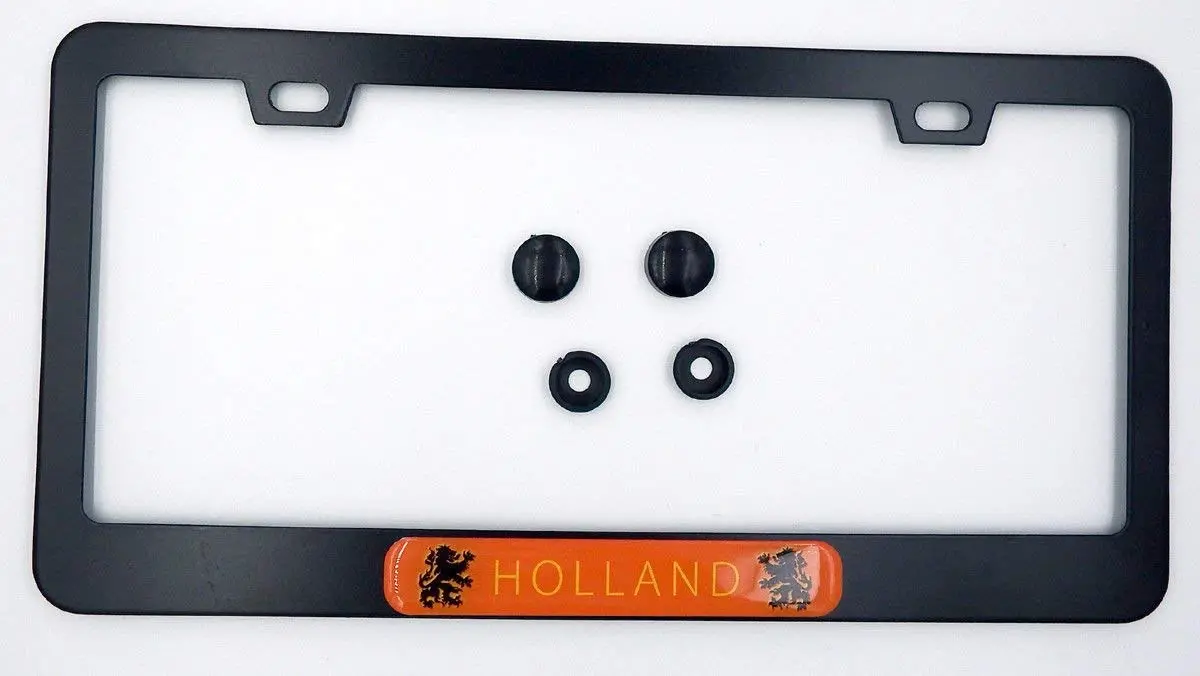 Holland Hetherlands Flag Metal Black Aluminium Car License Plate Frame Holder 1