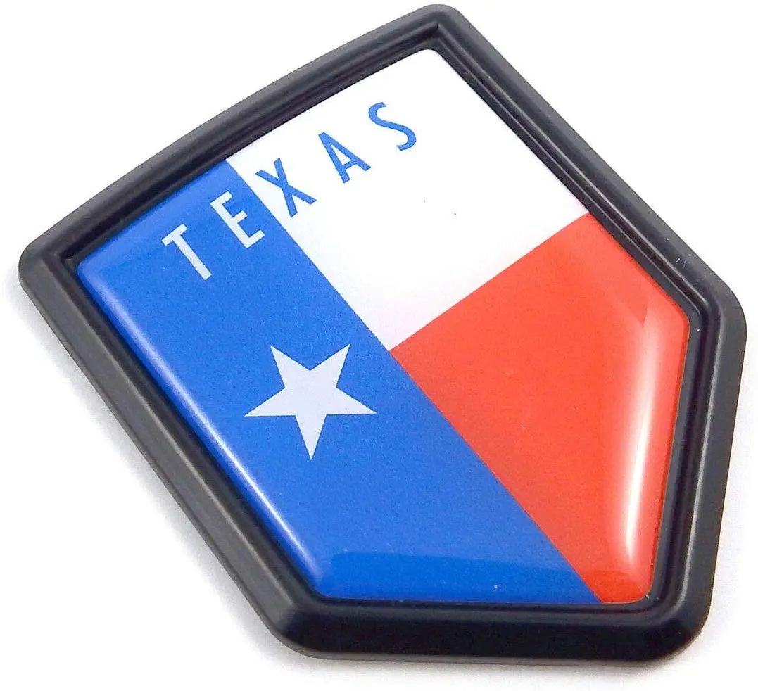 Texas Usa State Flag Black Shield Emblem Car Bike Decal Crest 3D Sticker 1