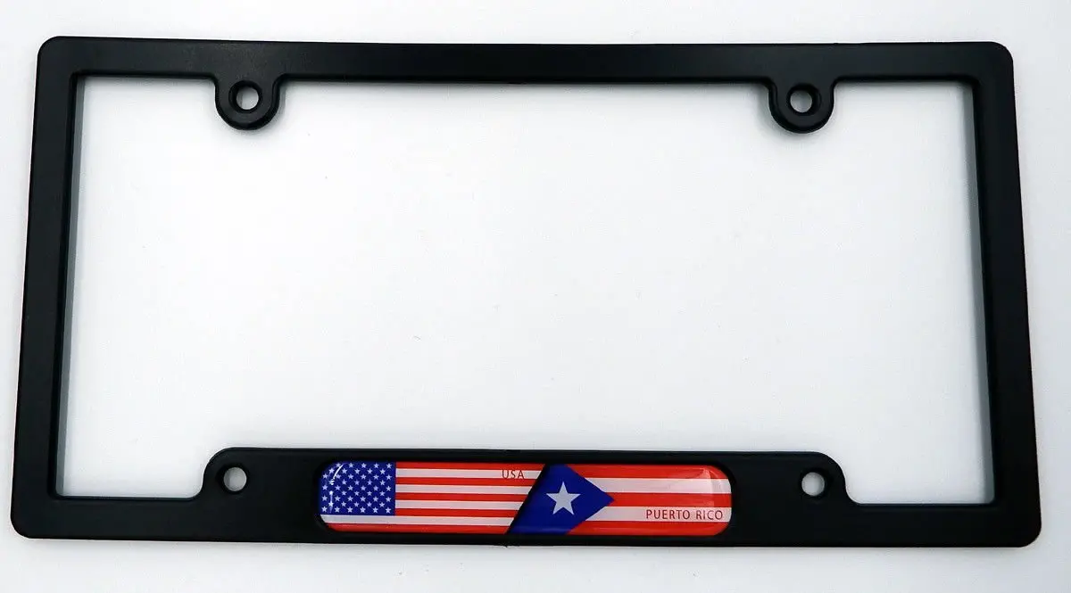 Usa/Puerto Rico Black Plastic Car License Plate Frame 1