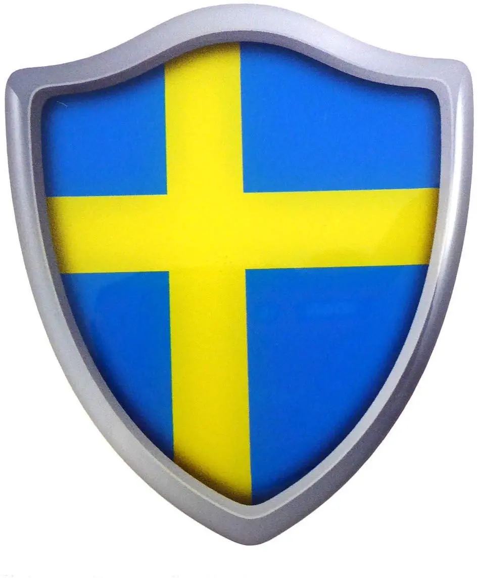 Sweden Swedish Shield Domed Decal 3D Look Edge Emblem Resin Car Sticker 2.6"X3" 1