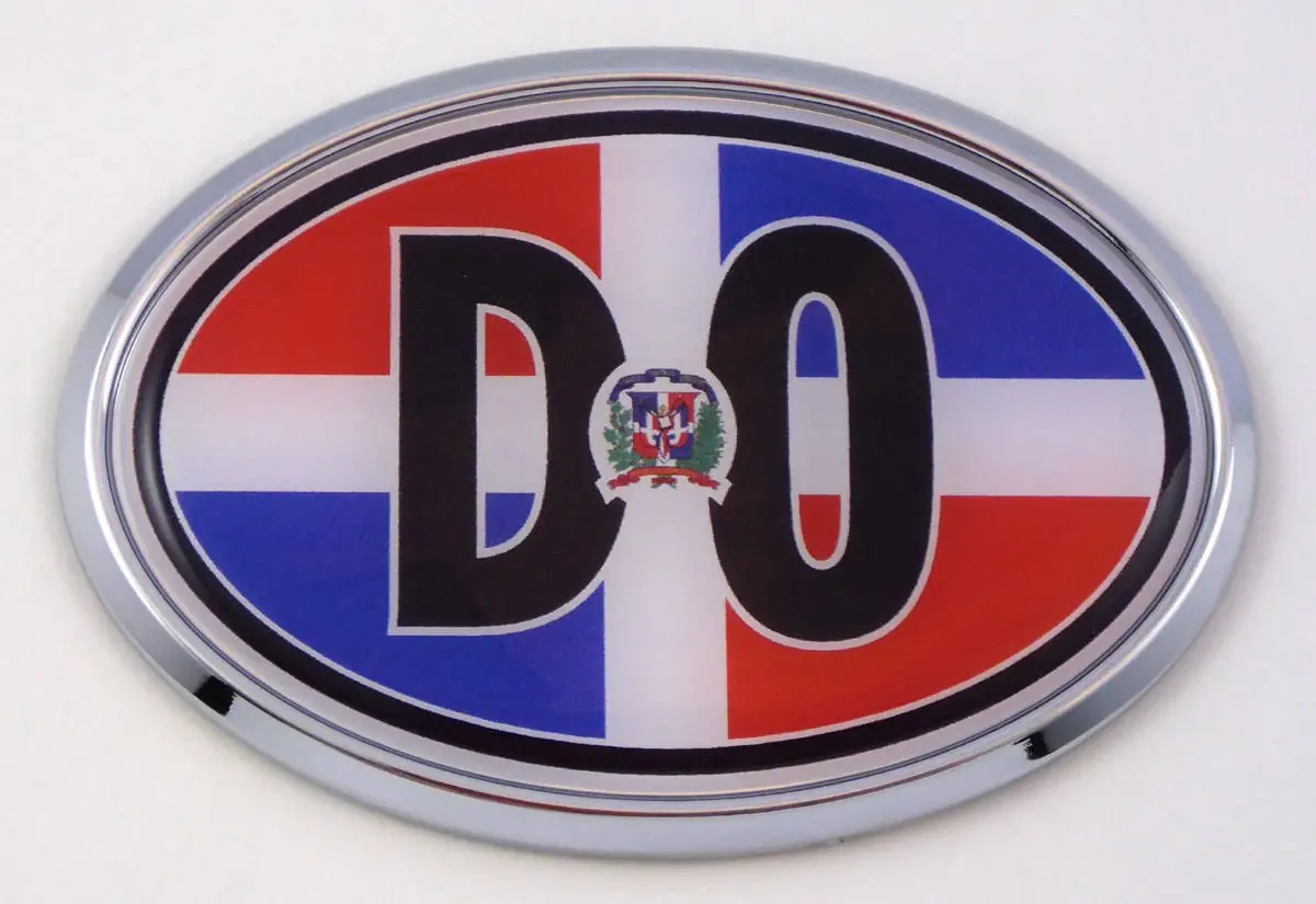 Dominican Republic Do Flag Car Chrome Emblem Bumper Sticker Flag Decal Oval 1