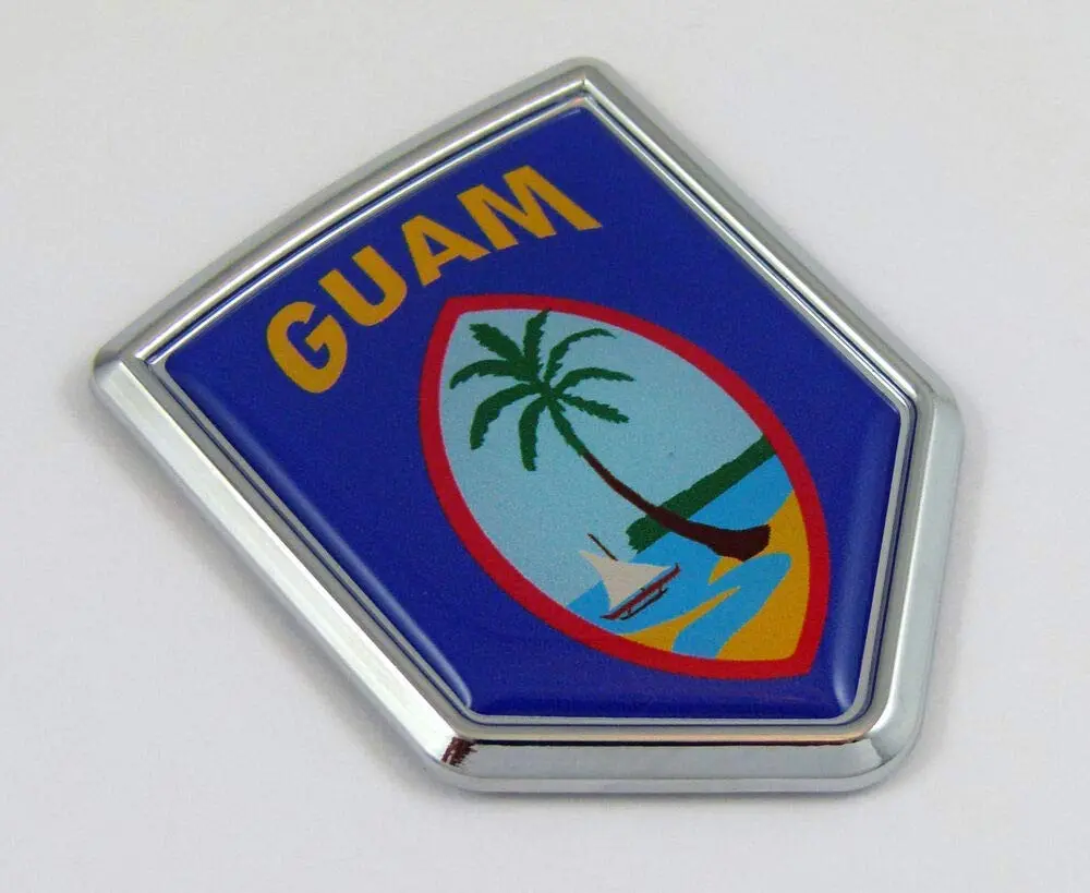 Guam Flag Decal Car Chrome Emblem Sticker Badge United States Island 1