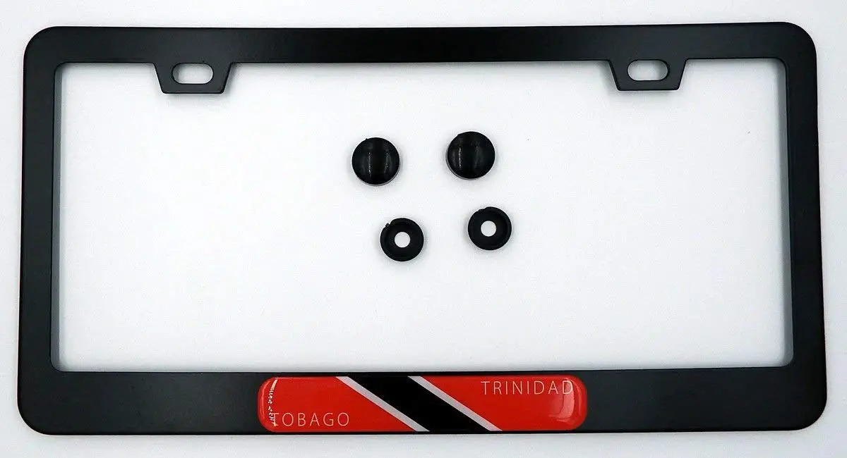Trinidad And Tobago Flag Metal Black Aluminium Car License Plate Frame Holder 1