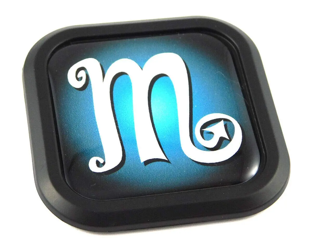 Scorpio Zodiac Square Black Edge Rim Emblem Car 3D Decal Badge Bumper 2" 1