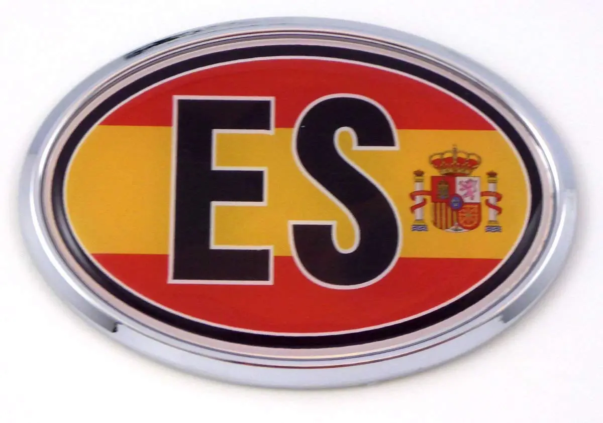 Spain Es Spanish Flag Car Chrome Emblem Bumper Sticker Flag Decal Oval 1