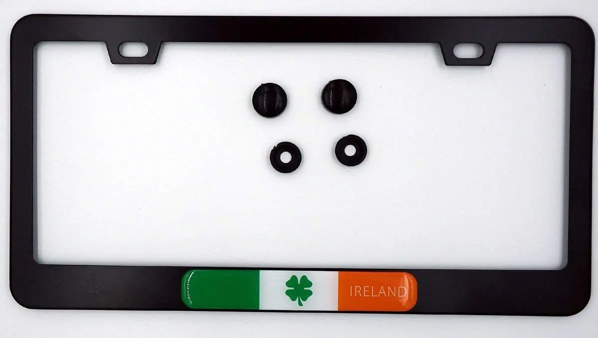 Ireland Irish Flag Metal Black Aluminium Car License Plate Frame Holder 1