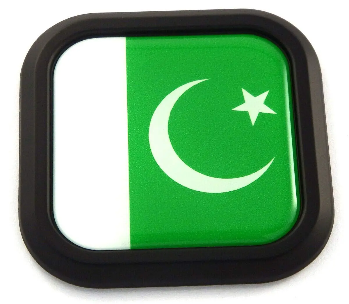 Pakistan Flag Square Black Rim Emblem Car 3D Decal Badge Hood Bumper Sticker 2" 1