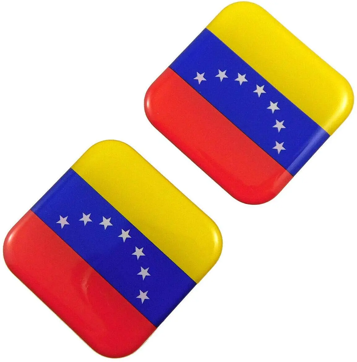 Venezuela Flag Square Domed Decal Car Bike Gel Stickers 1.5" 2Pc 1