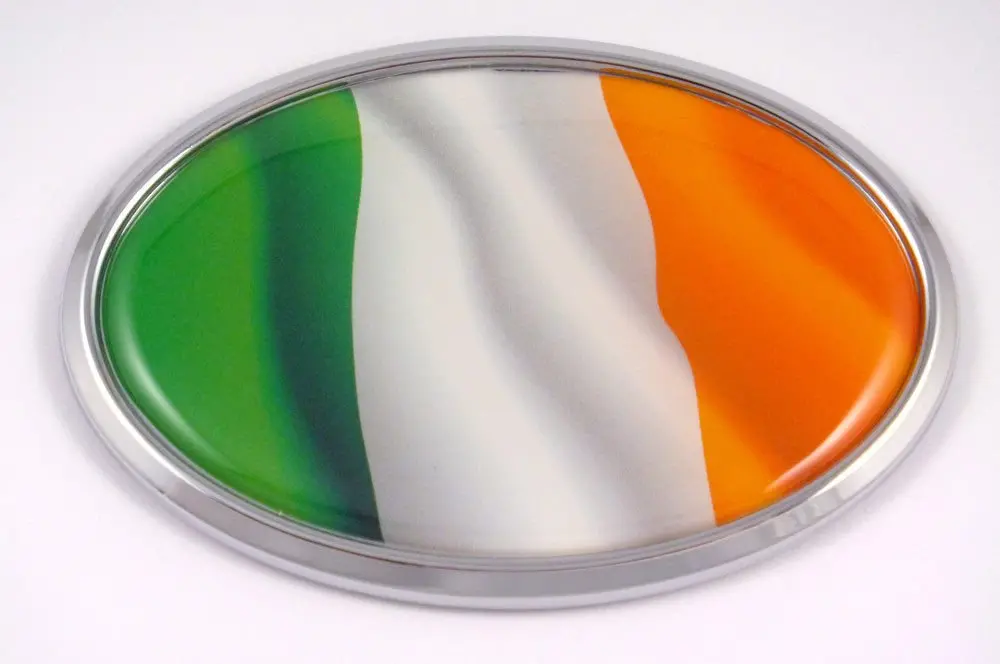 Ireland, Irish Oval Car Chrome Emblem Decal Bumper Sticker 1