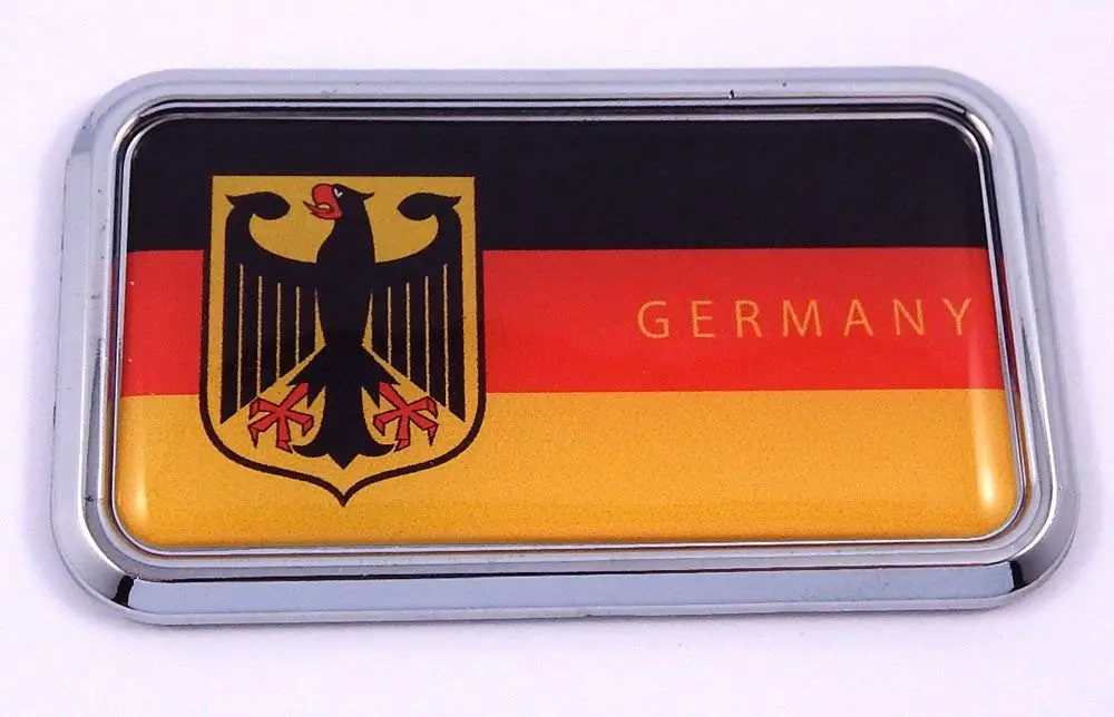 Germany Deutschland Flag Rectanguglar Chrome Emblem Car Decal Sticker 3" X 1.75" 1