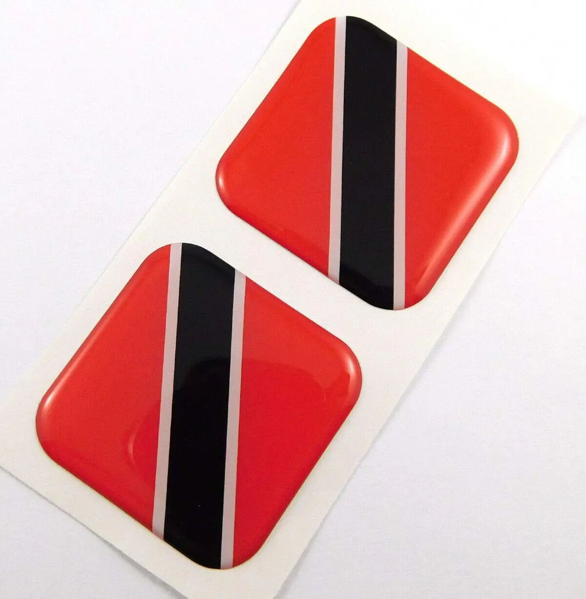 Trinidad And Tobago Flag Square Domed Decal Car Bike Gel Stickers 1.5" 2Pc 1