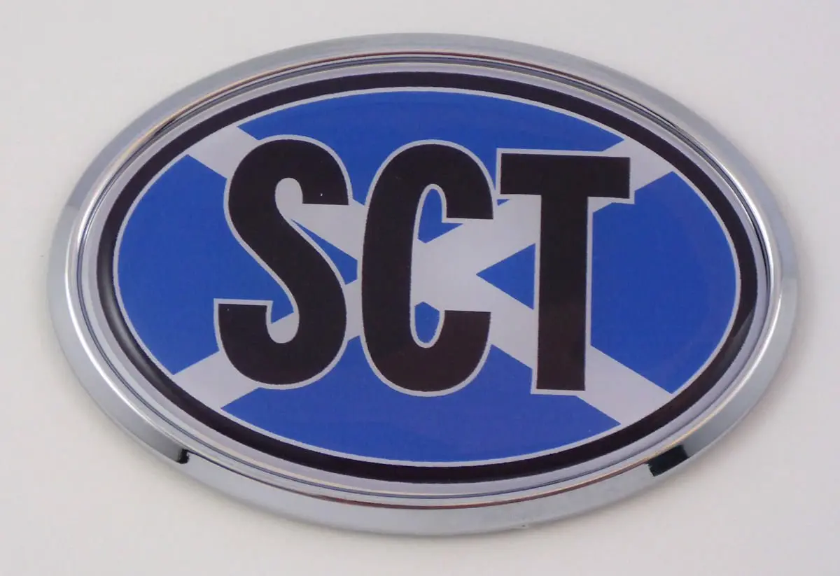 Scotland Sct Scottish Flag Car Chrome Emblem Bumper Sticker Flag Decal Oval 1