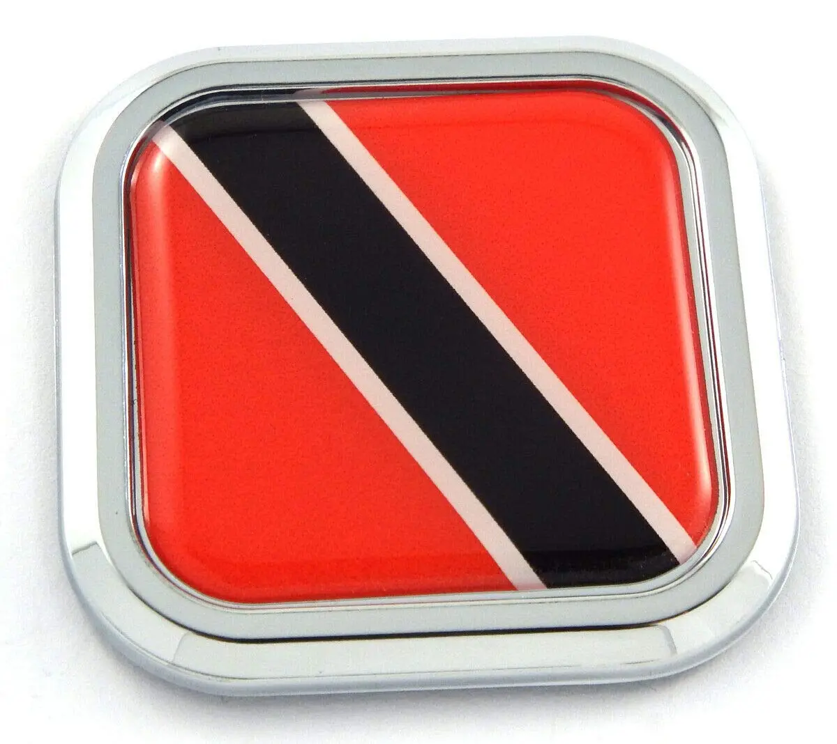 Trinidad Flag Square Chrome Rim Emblem Car 3D Decal Badge Hood Bumper Sticker 2" 1
