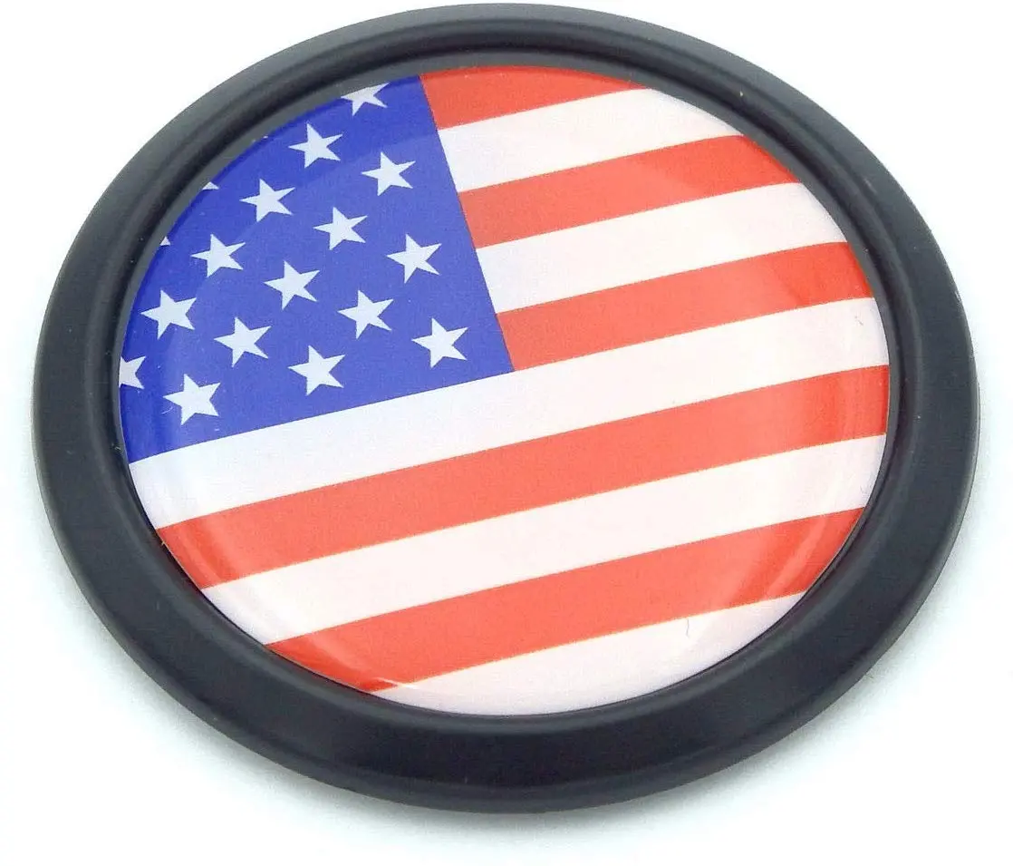 Usa American Black Round Flag Car Decal Emblem Bumper 3D Sticker 1.85" 1