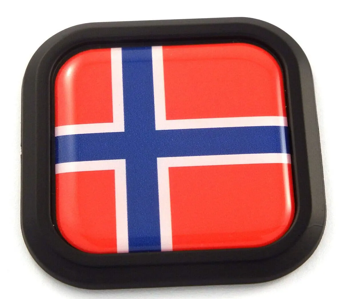 Norway Flag Square Black Rim Emblem Car 3D Decal Badge Hood Bumper Sticker 2" 1