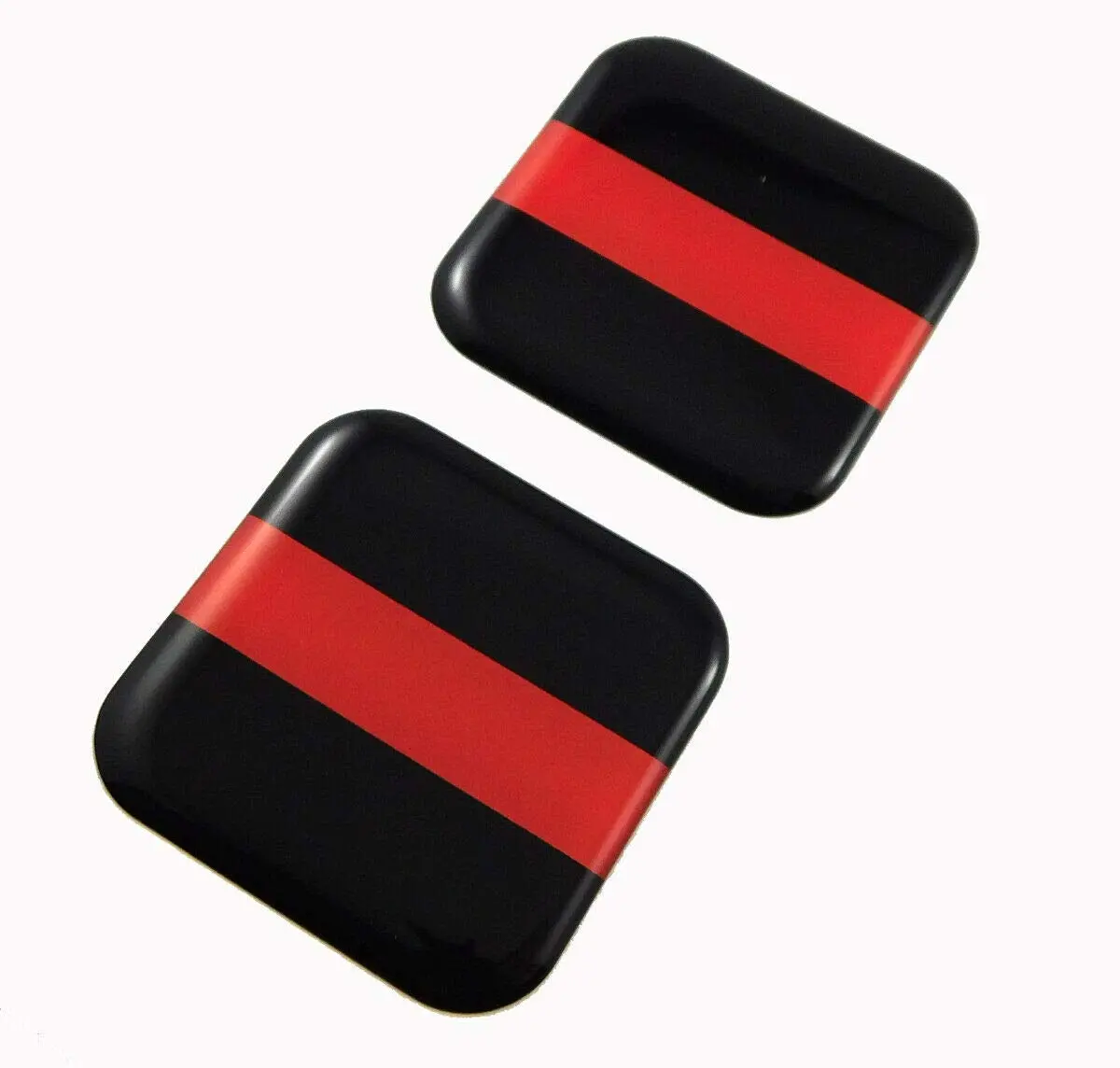 Firefighter Thin Red Line Flag Square Domed Decal Car Bike Gel Stickers 1.5" 2Pc 1