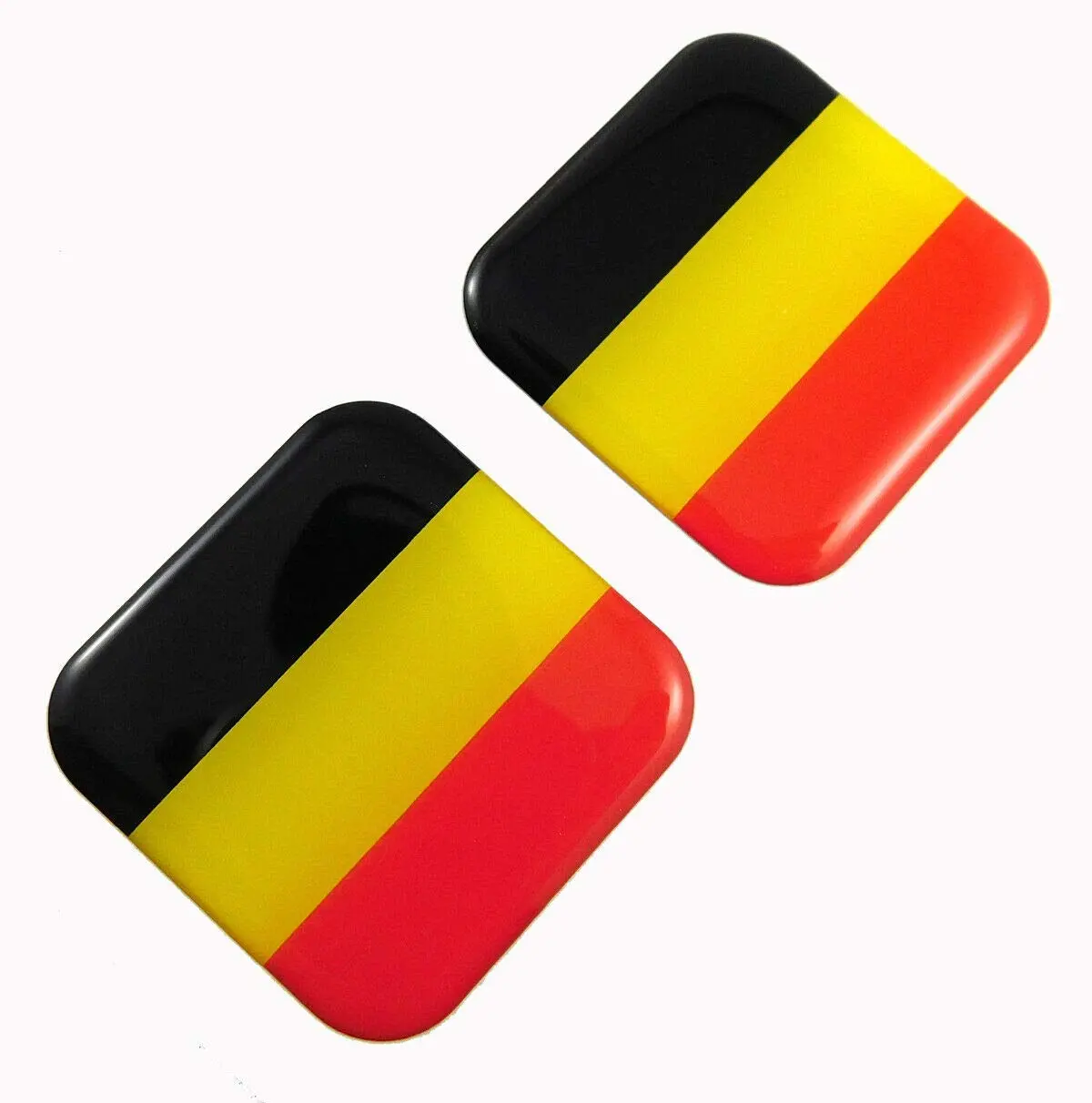 Belgium Flag Square Domed Decal Emblem Car Bike Gel Stickers 1.5" 2Pc. 1