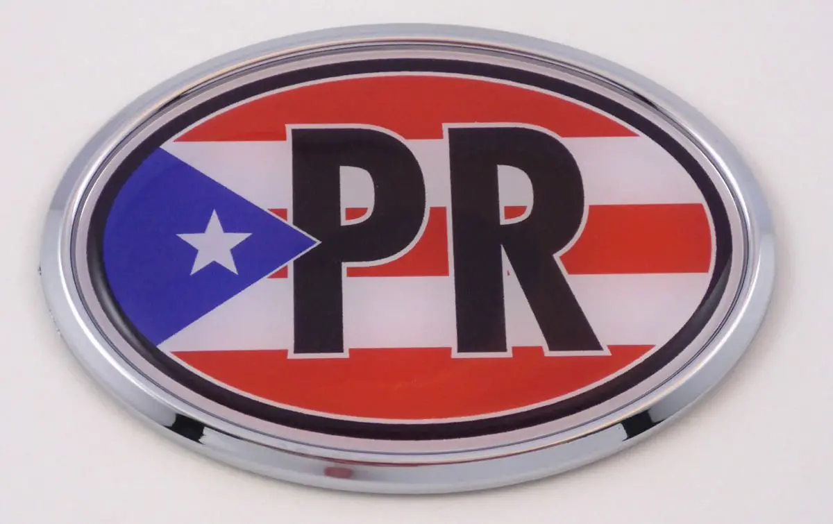 Puerto Rico Pr Car Chrome Emblem Bumper Sticker Flag Decal Oval 1