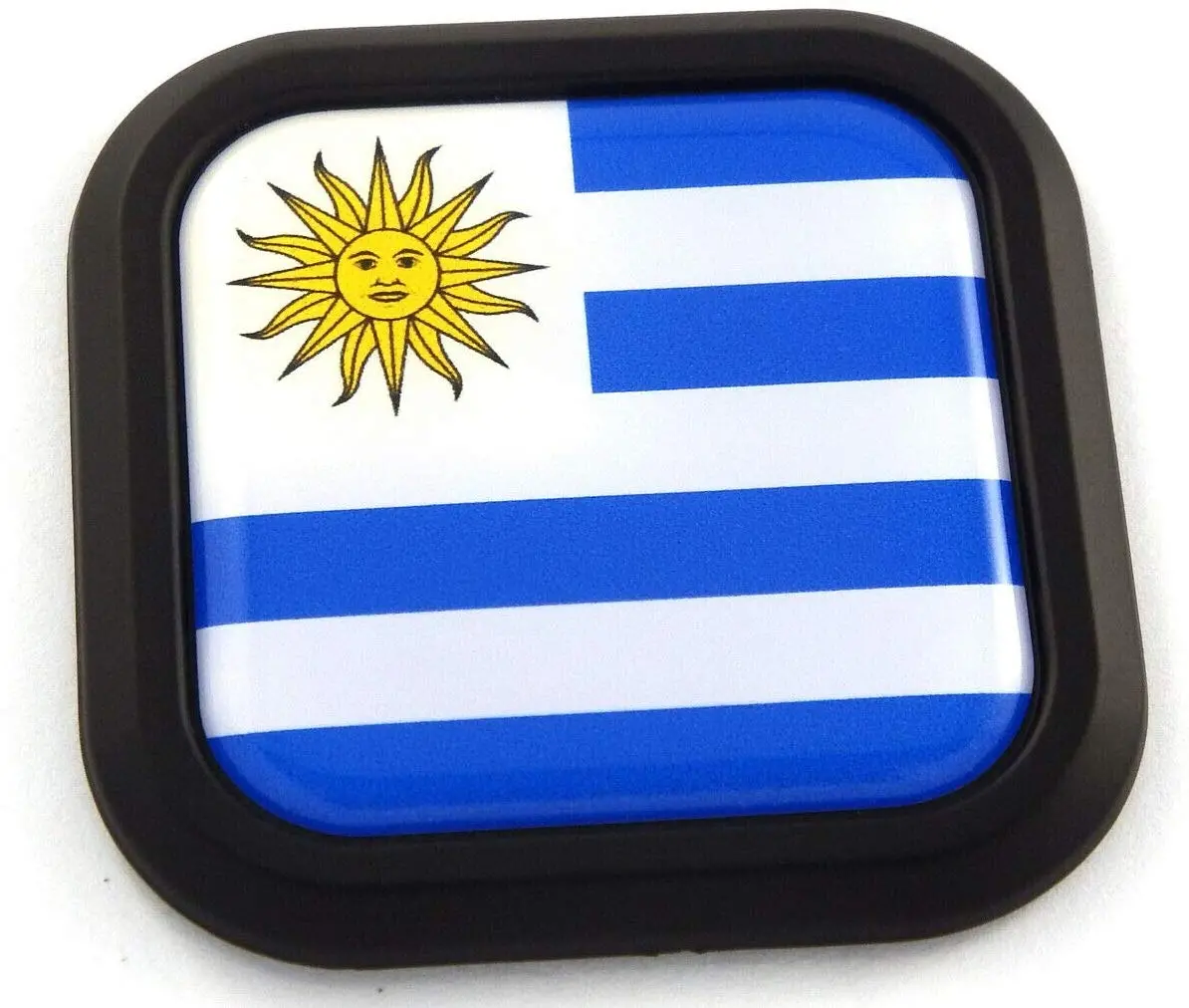 Uruguay Flag Square Black Rim Emblem Car 3D Decal Badge Hood Bumper Sticker 2" 1