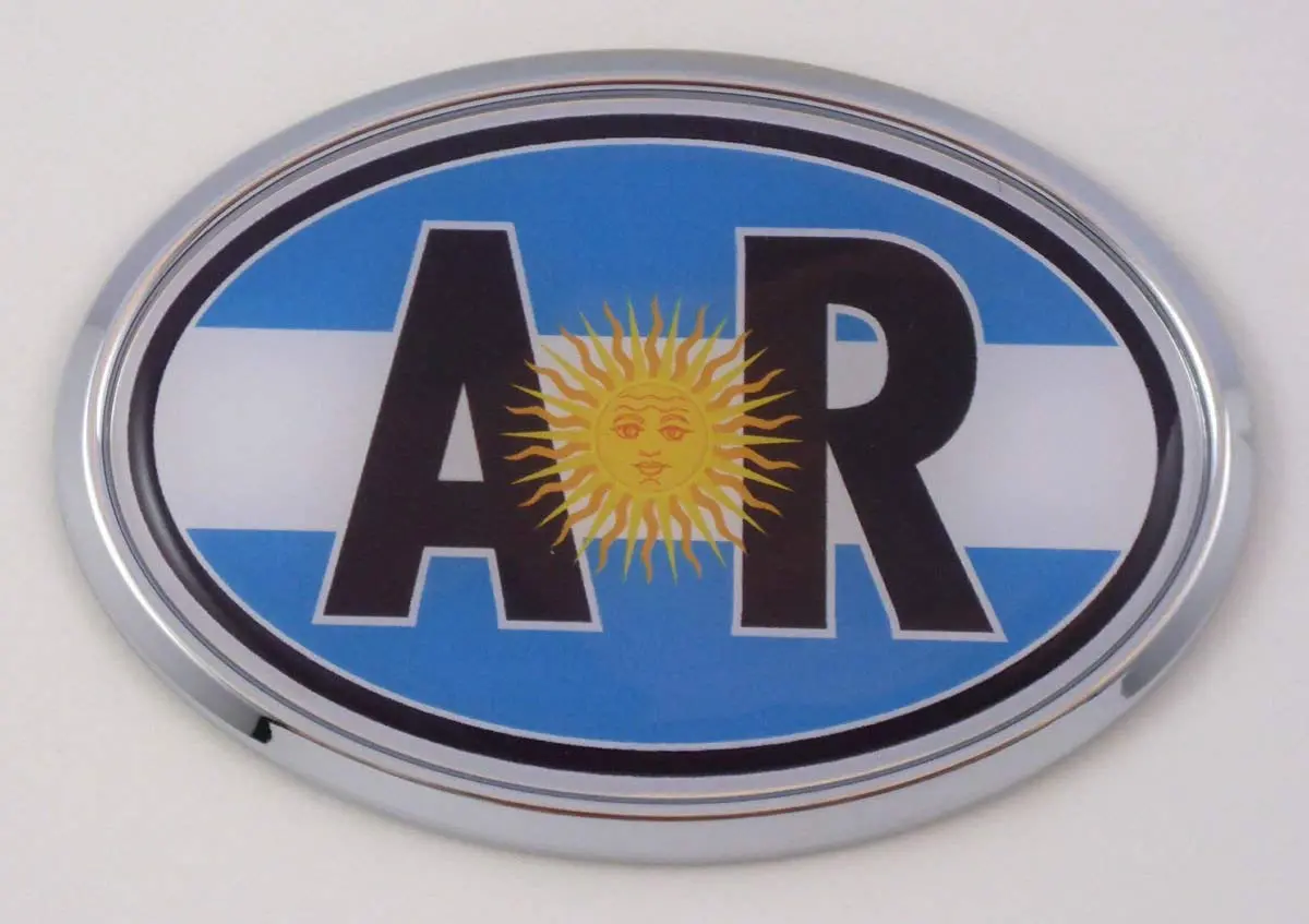 Argentina Ar Flag Car Chrome Emblem Bumper Sticker Flag Decal Oval 1