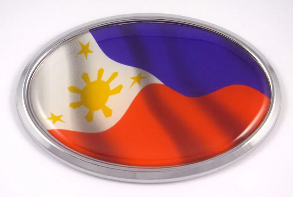 Philippine Flag Car Chrome Emblem Bumper Sticker Philippinian Flag Decal Oval 1