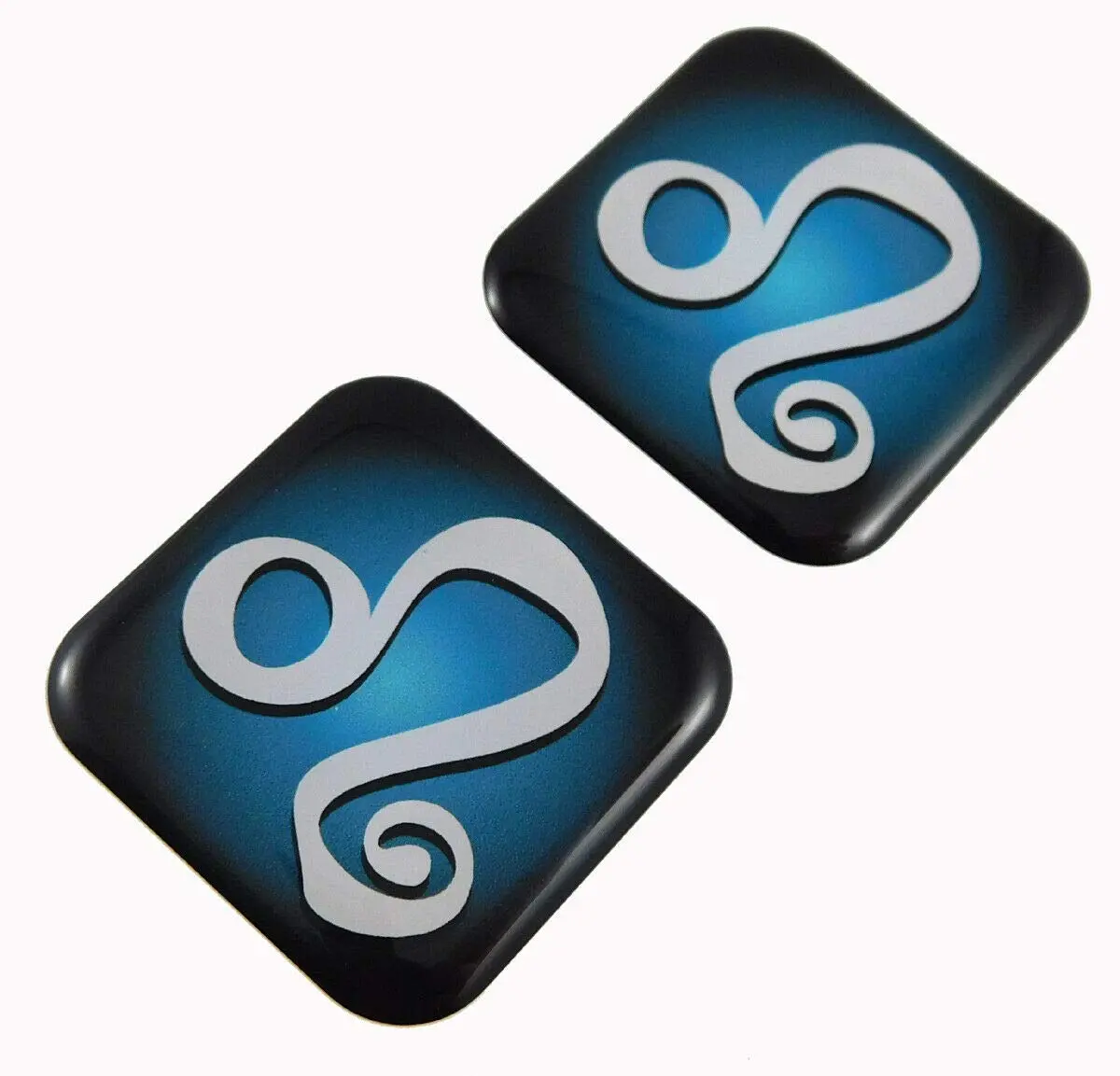 Leo Zodiac, Square Domed Decal Emblem Car Biker Gel Stickers 1.5" 2Pc. 1