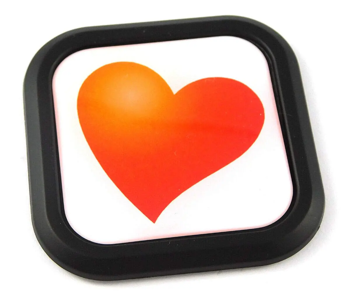 Heart Square Black Rim Emblem Car 3D Decal Badge Bumper 2" 1