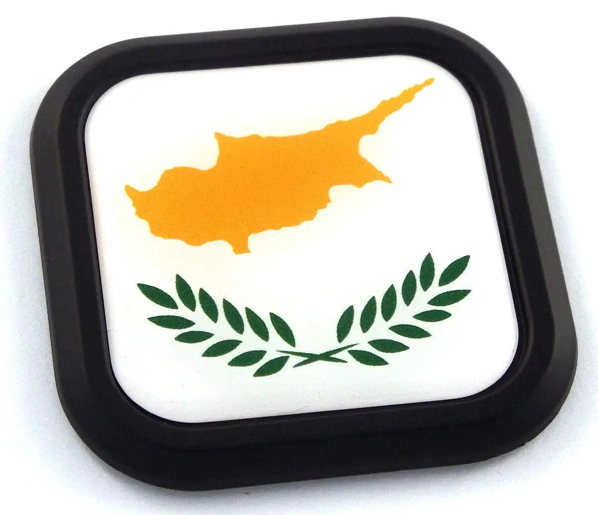 Cyprus Flag Square Black Rim Emblem Car 3D Decal Badge Hood Bumper Sticker 2" 1