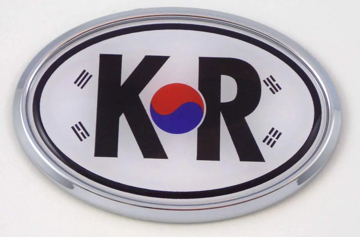 South Korea Kr Korean Flag Car Chrome Emblem Bumper Sticker Flag Decal Oval 1