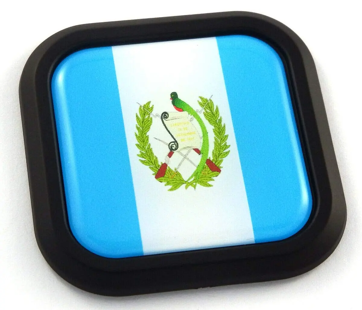 Guatemala Flag Square Black Rim Emblem Car 3D Decal Badge Hood Bumper Sticker 2" 1