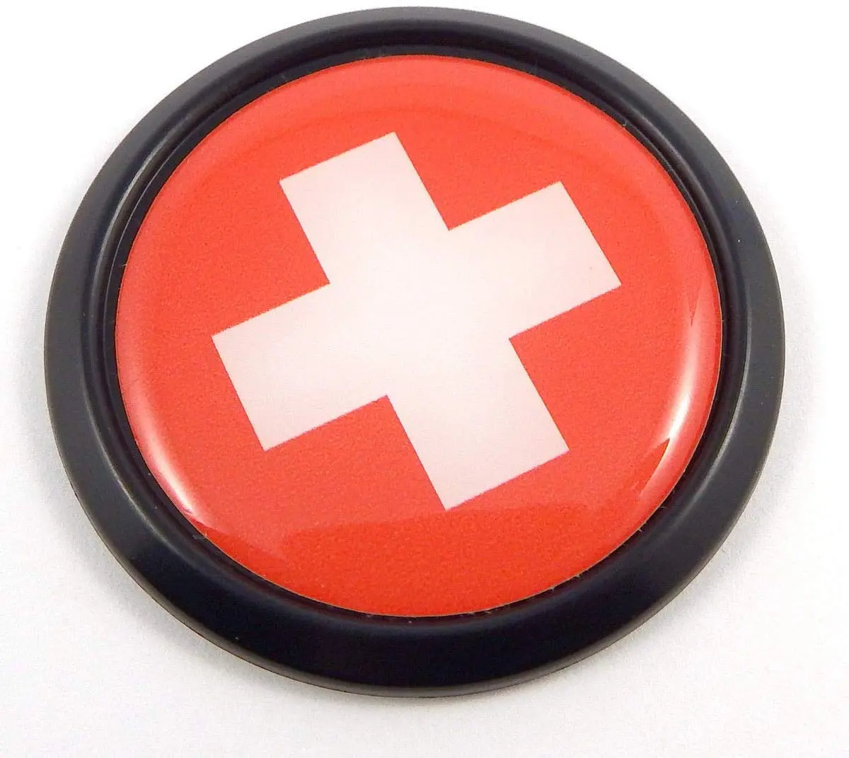 Swiss Switzerland Black Round Flag Car Decal Emblem Bumper 3D Sticker 1.85" 1