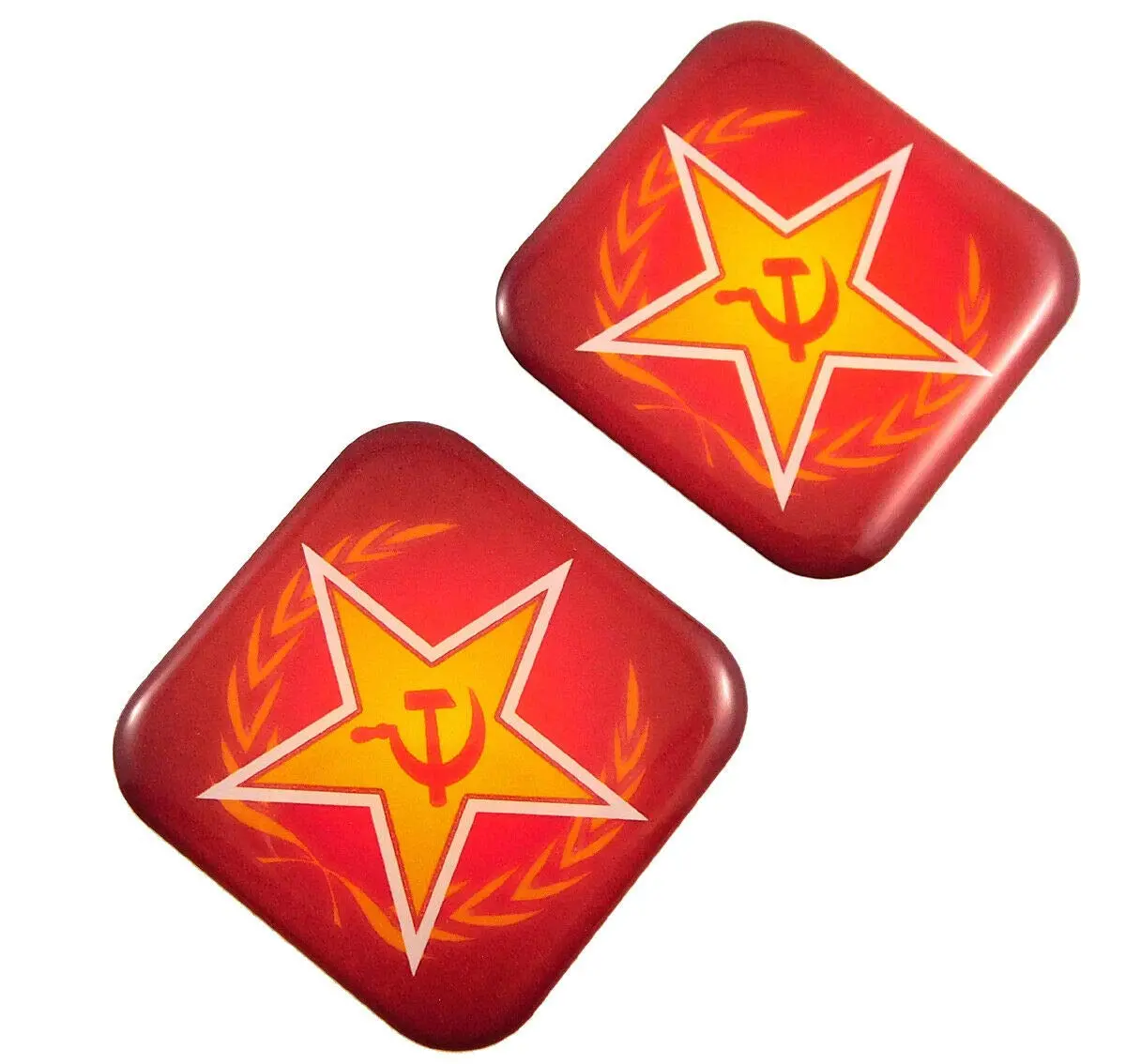 Ussr Soviet Union Flag Square Domed Decal Car Bike Gel Stickers 1.5" 2Pc 1