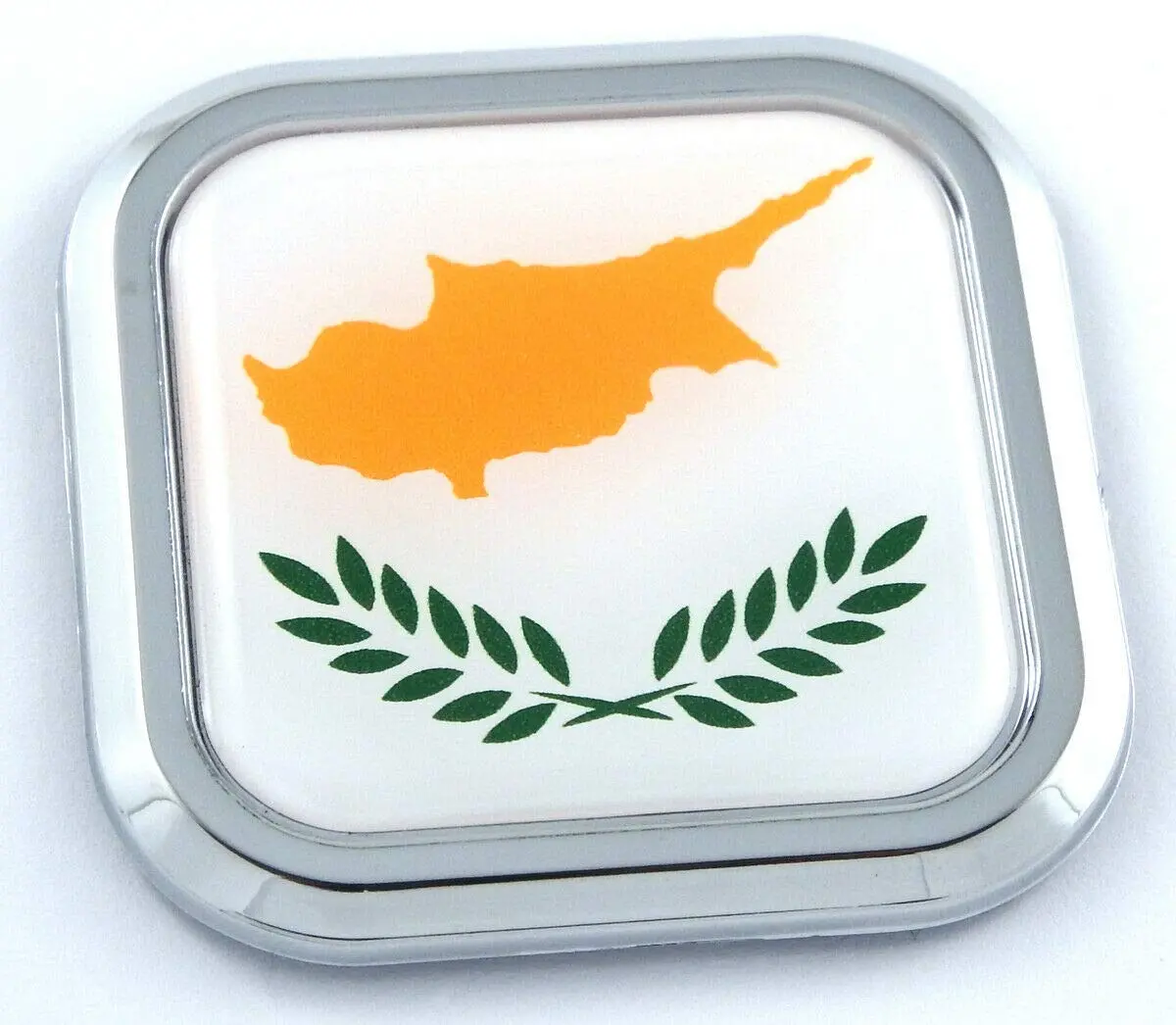 Cyprus Flag Square Chrome Rim Emblem Car 3D Decal Badge Hood Bumper Sticker 2" 1