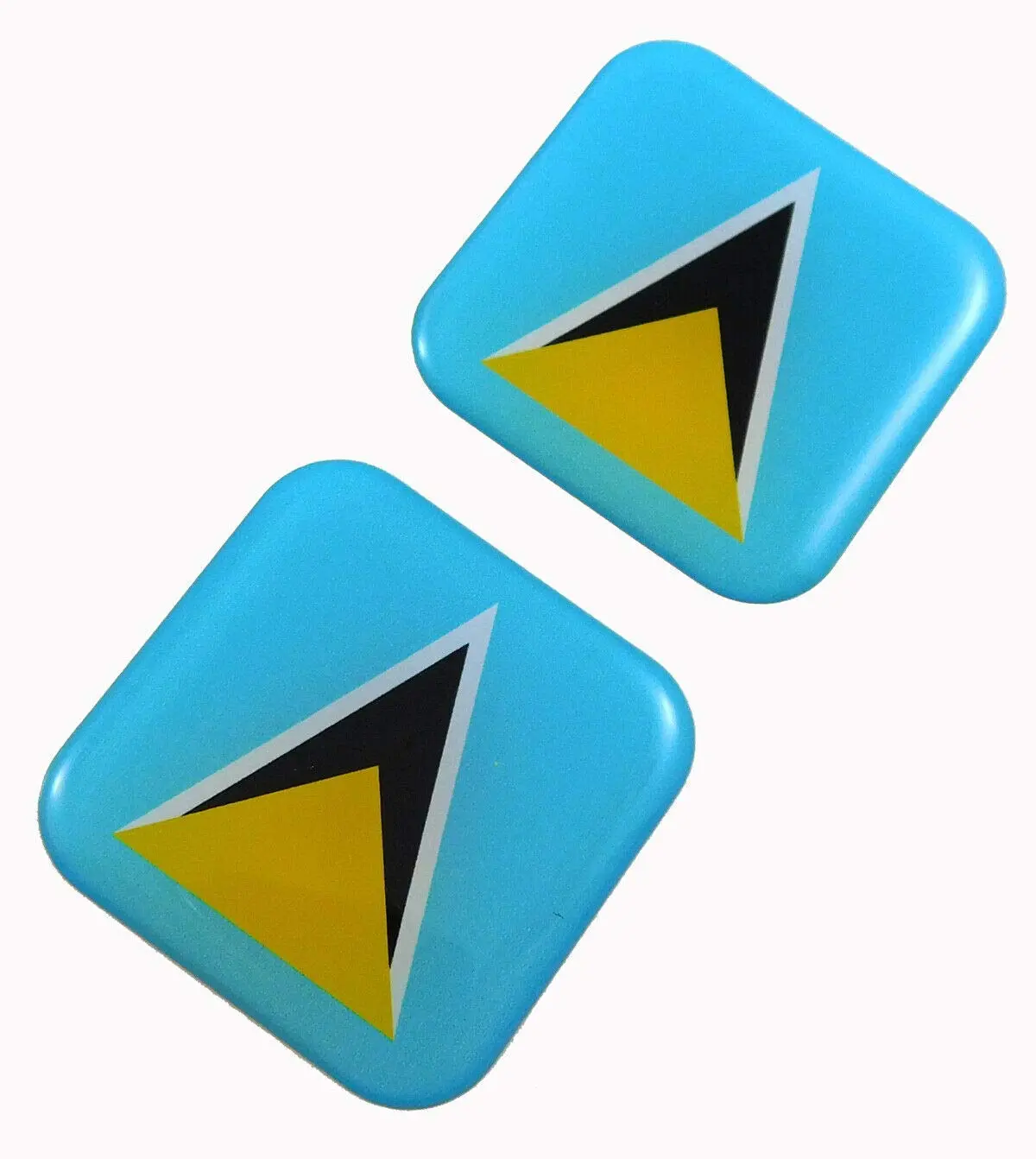 St, Saint Lucia Flag Square Domed Decal Car Bike Gel Stickers 1.5" 2Pc 1
