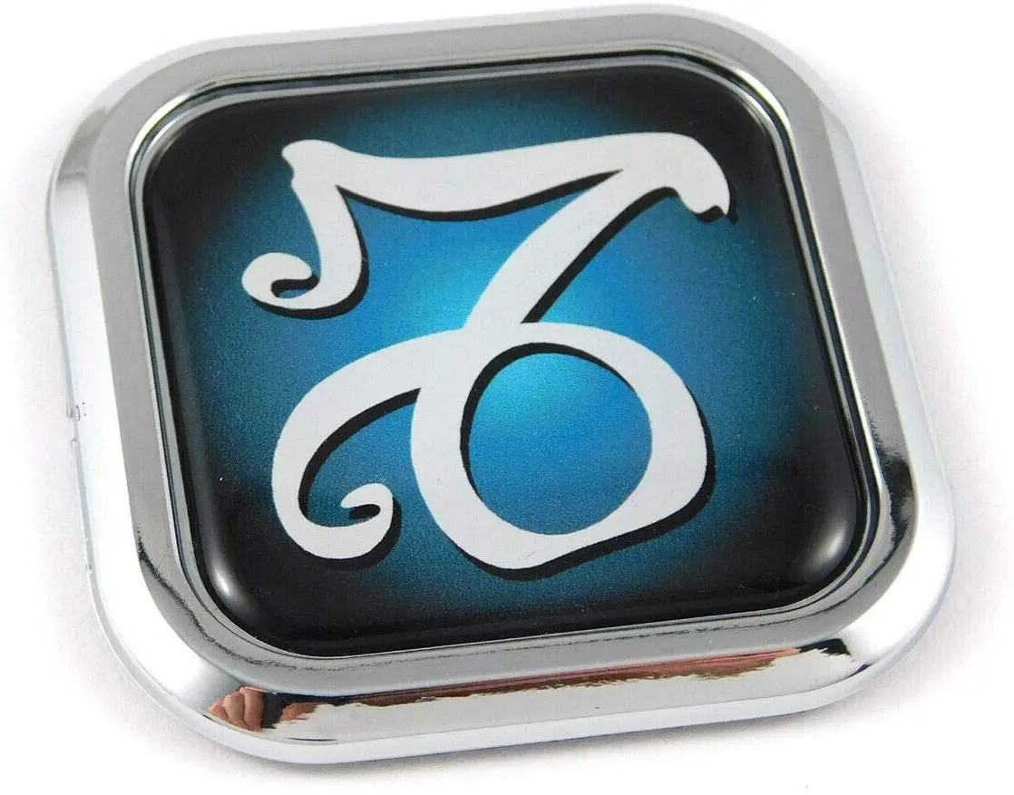 Capricorn Zodiac Square Chrome Rim Emblem Car 3D Decal Badge Bumper Sticker 2" 1