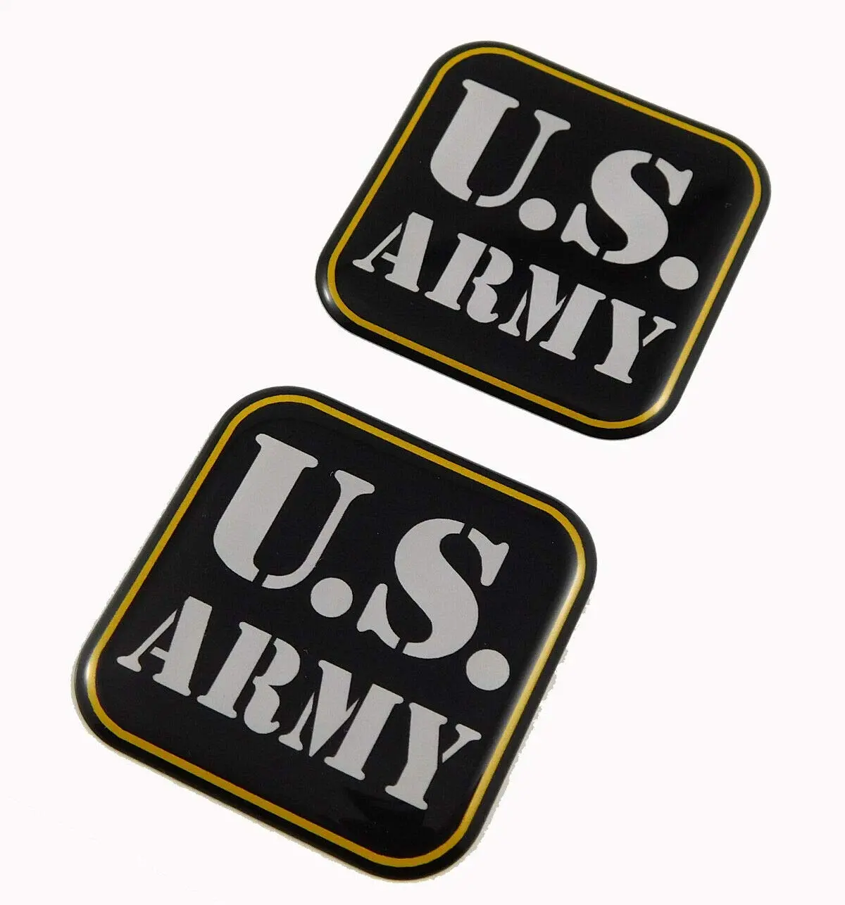 Us Army American Flag Square Domed Decal Car Bike Gel Stickers 1.5" 2Pc 1