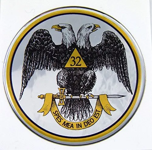 Scottish Rite Masonic Emblem Domed Decal On Chrome Bike Motorcycle Car 62Mm 1