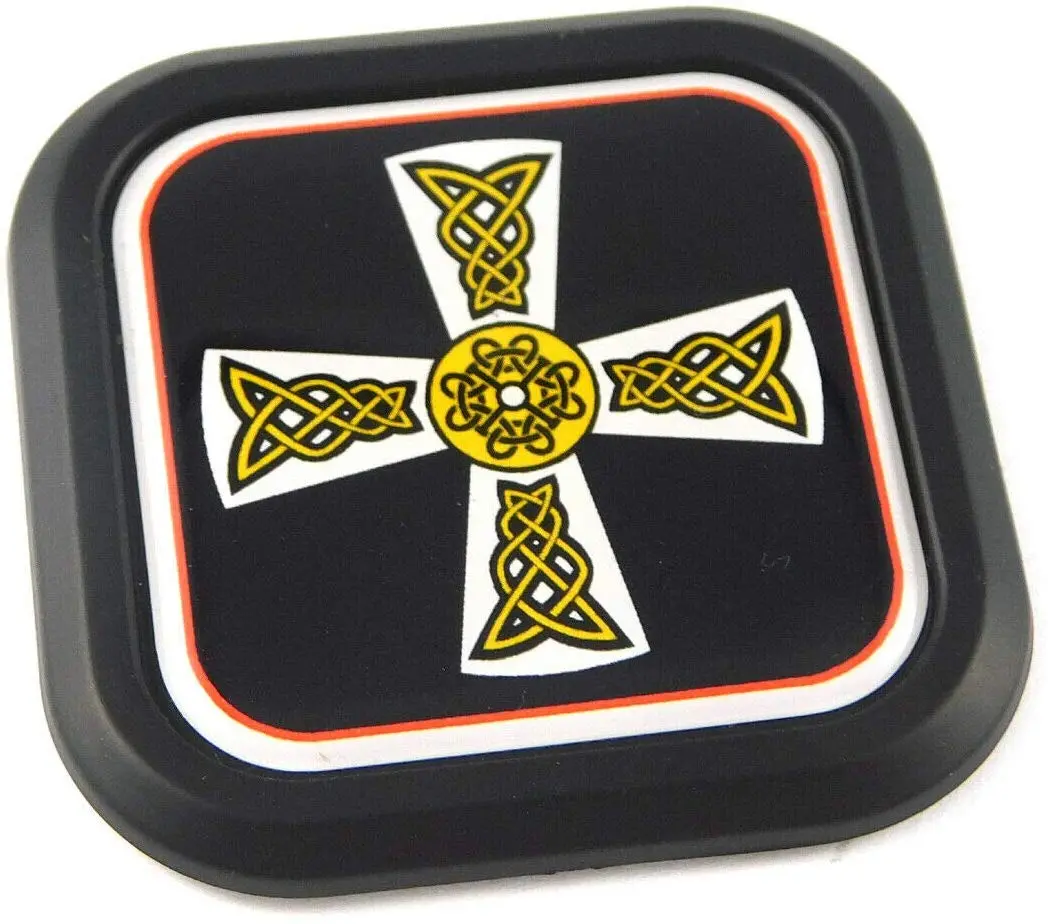 Celtic Cross Flag Square Black Rim Emblem Car 3D Decal Badge Bumper 2" 1