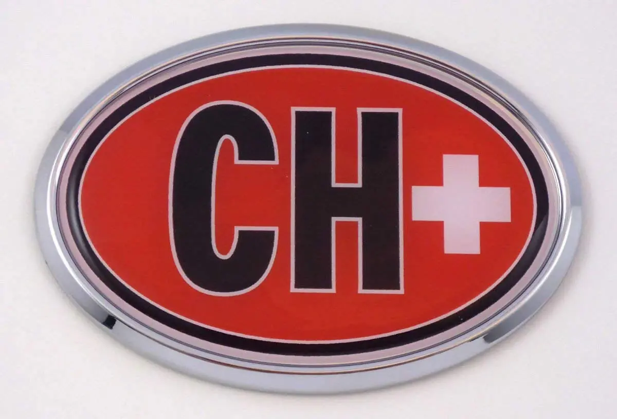 Switzerland Swiss Ch Flag Car Chrome Emblem Bumper Sticker Flag Decal Oval 1