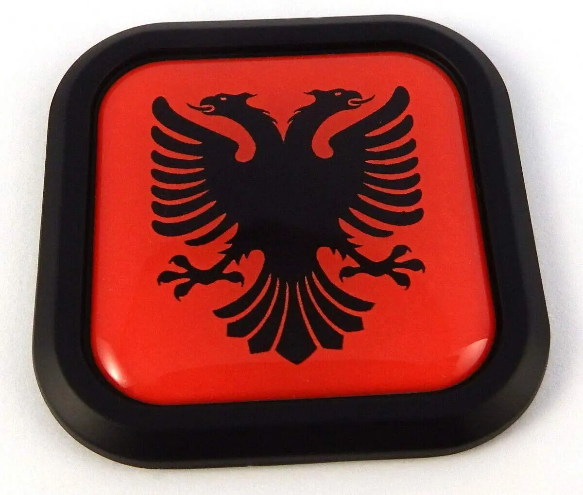 Albania Flag Square Black Rim Emblem Car 3D Decal Badge Hood Bumper Sticker 2" 1