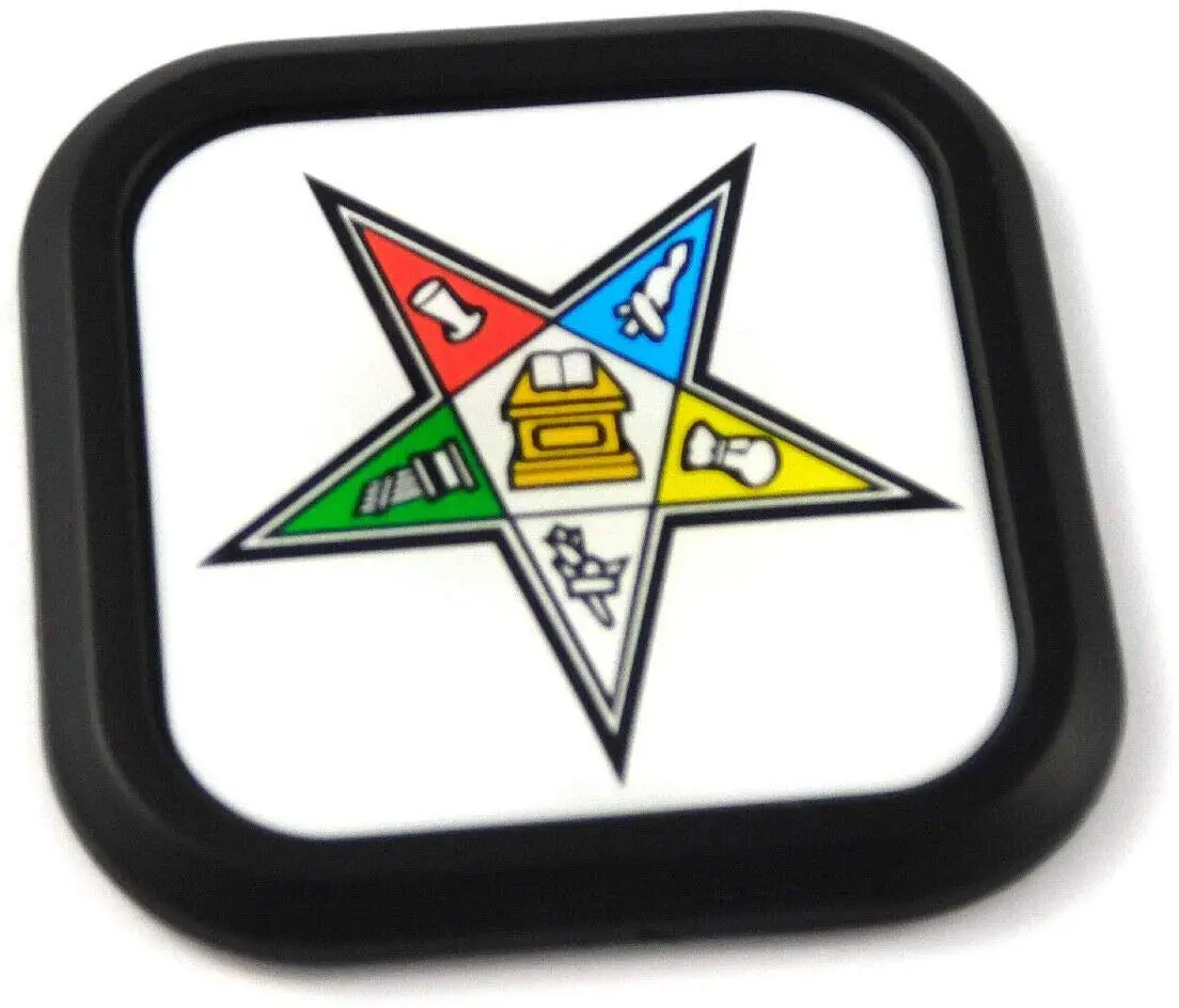 Eastern Star Masonic Square Black Rim Emblem Car 3D Decal Badge Bumper 2" 1