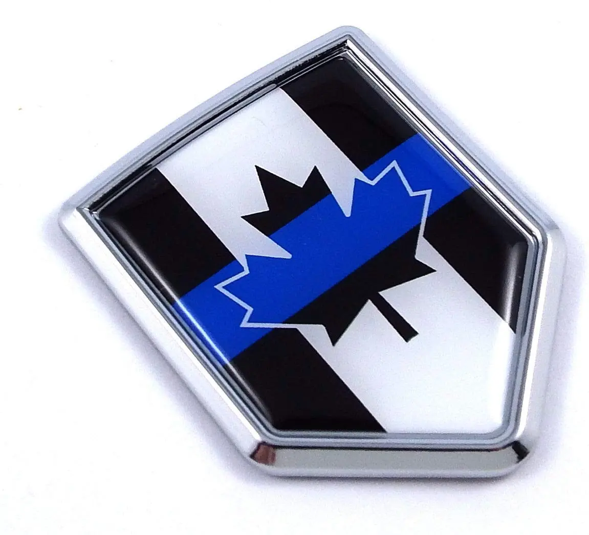 Canada Police Thin Blue Line Chrome Car Auto Emblem 3D Decal Bumper Sticker 1