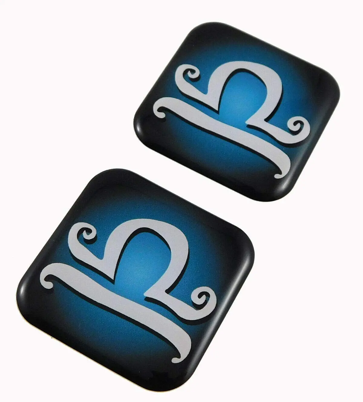 Libra Zodiac, Square Domed Decal Emblem Car Biker Gel Stickers 1.5" 2Pc. 1